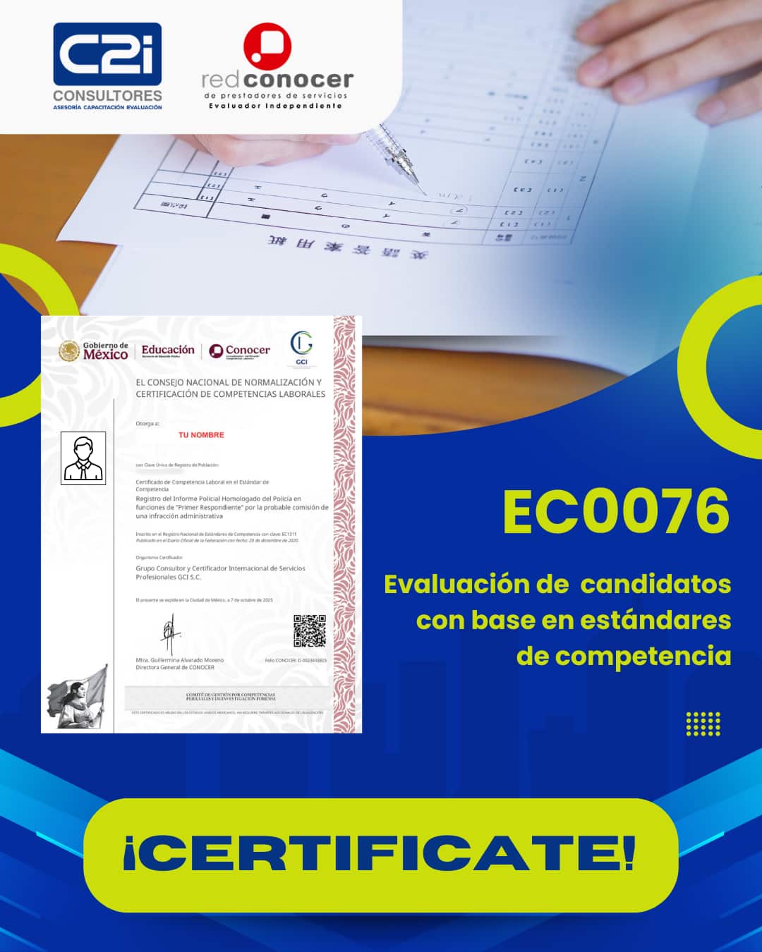 Evaluación de Competencias Laborales 20 EC0076